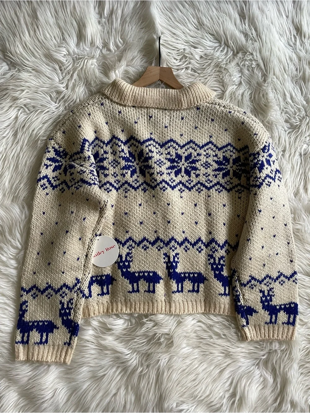 Bailey Rose Women's Fair Isle Reindeer Toggle Knit Collared Cardigan Small NWT - Picture 14 of 16